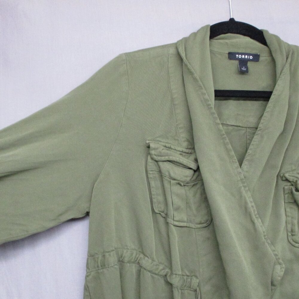 Torrid Tunic Open Top Quarter Sleeve W/ Pockets Army Green Women Size‎ | 1 - Picture 6 of 14